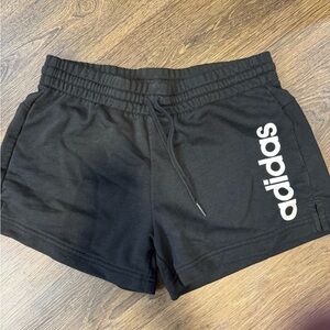 adidas Black Athletic Logo Drawstring Shorts
